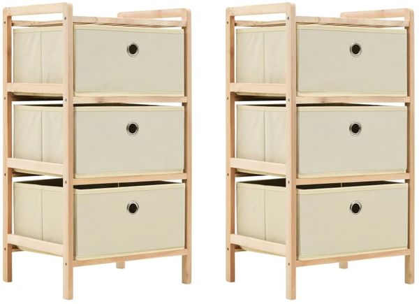 vidaXL Korb-Kommoden 2 Stk. mit 3 Stoffkörben Zedernholz Beige 276231