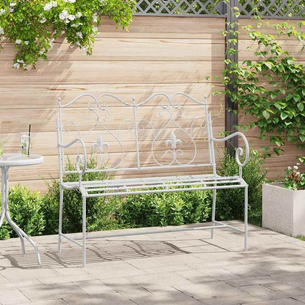 vidaXL Gartenbank Antik Weiß 104 x 54 x 93 cm Stahl 42008112