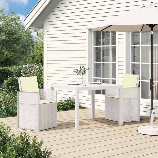 vidaXL Garten Esszimmerstühle 2 pcs Weiß und Creme PP 8000002