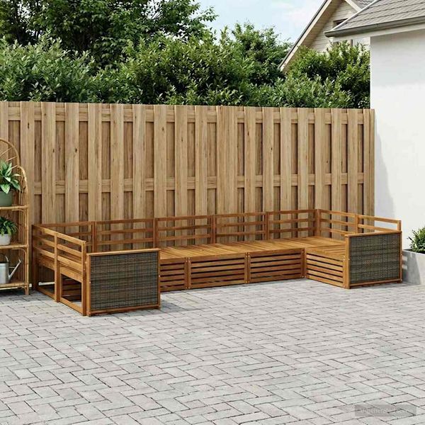 vidaXL Outdoor-Sofagarnitur 7 pcs Natur 3383797