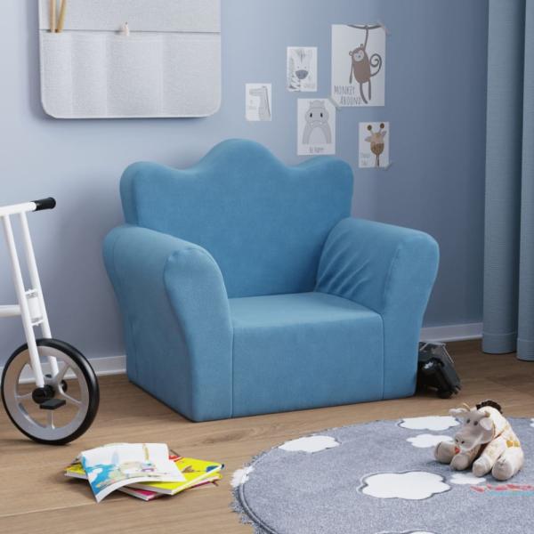 vidaXL Kindersofa Blau Weich Plüsch 357044