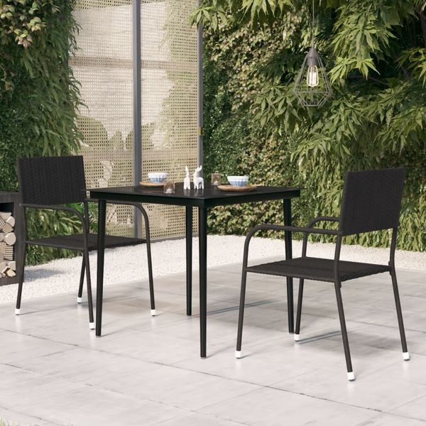 vidaXL Garten-Esstisch Schwarz 80x80x74 cm Stahl und Glas 318749