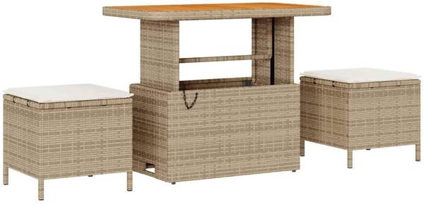 vidaXL Garten-Sofa-Set mit Kissen mit Speicher 10 pcs Beige und Creme 3363661 Bild 4