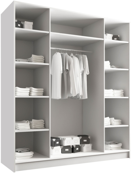 Mirjan24 'Salkor' Drehtürenschrank mit 4 Türen, Laminatplatte, 215 x 58 x 200 cm, Schwarz / Gold, mit Spiegel Bild 4