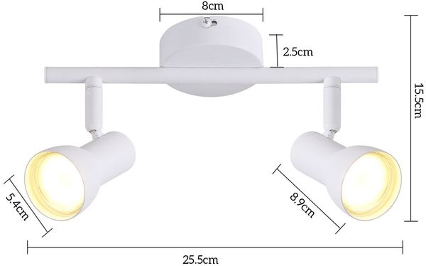ZMH Deckenstrahler 2 Flammig Deckenlampe Flur - Deckenleuchte Modern Design Weiß Innen Strahler GU10 Metall Deckenspots 350°Schwenkbar Spots für Schlafzimmer Wohnzimmer Küche(Ohne Leuchtmittel) Bild 2