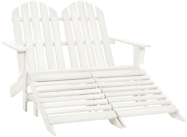 vidaXL Adirondack-Gartenbank 2-Sitzer mit Fußteil Tannenholz Weiß 315909