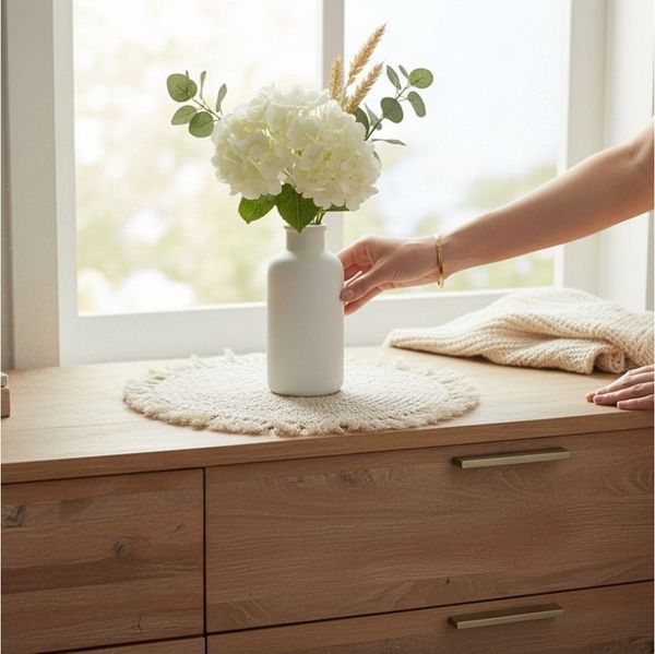 Meinposten Platzset Tischset Makramee Platzset Tischdeko rund boho Deko creme 38 cm, (1-St), Makramee-Platzset mit Fransen