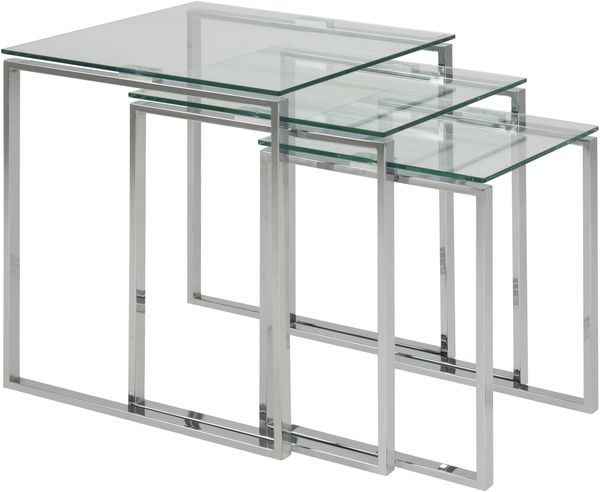 Satztisch >Katrine< (3-teilig) in Klar, Glas - 50x55x50cm (BxHxT)