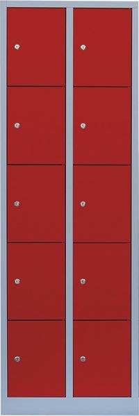 Schließfachschrank Wertfachschrank Fächerschrank Spind Umkleideschrank 10 Fächer-Spint Lichtgrau/Rot 520524