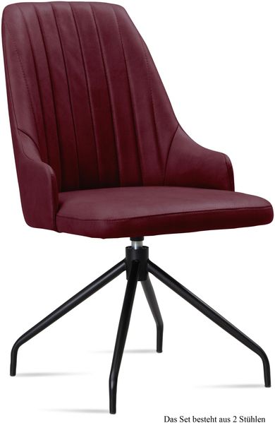Esszimmerstuhl drehbar (2er-Set) Doreen 52x91x60 Schwarz/Marsala