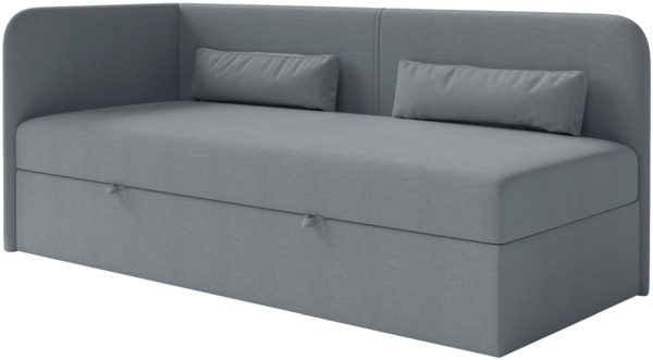 Selsey 'Calmmo' Jugendbett 90x200 mit Bettkasten, Chenille-Bezug, Kopfteil links, Dunkelgrau