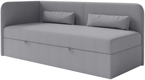 Selsey 'Calmmo' Jugendbett 90x200 mit Bettkasten, Chenille-Bezug, Kopfteil links, Dunkelgrau