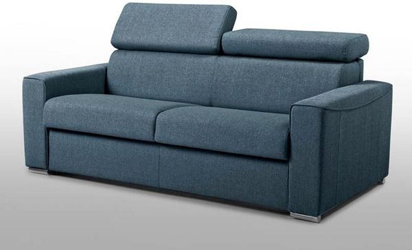 Schlafsofa 3-Sitzer Stoff VIZIR - Blau - Mit Lattenrost: 140 cm - Matratze: 14 cm mit Memory Schaum Bild 5