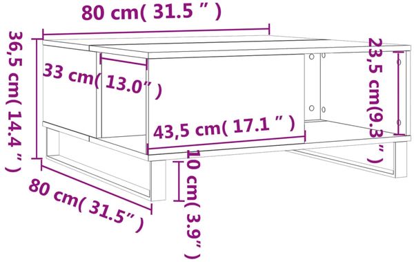 vidaXL Couchtisch Sonoma-Eiche 80x80x36,5 cm Holzwerkstoff 830791 Bild 9
