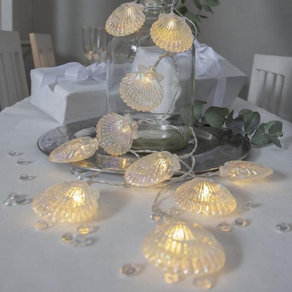 Star LED-Party-Kette 'Nacy', 10-TLG, transp. Muscheln,