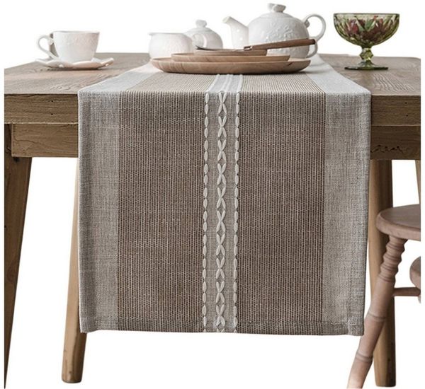 Refttenw Tischläufer Frühling Modern Tischdecke Abwaschbar Landhausstil Vintage Boho, braun-33x228 cm
