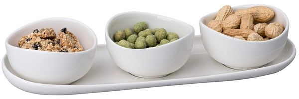 Mulex Servierschale Dip- und Snackschalen Set MILANO, Porzellan, (formschön und schlicht, 4-tlg), spülmaschinengeeignet