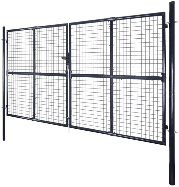 vidaXL Maschen-Gartentor verzinkter Stahl 300 x 150 cm Grau 143365 Bild 2