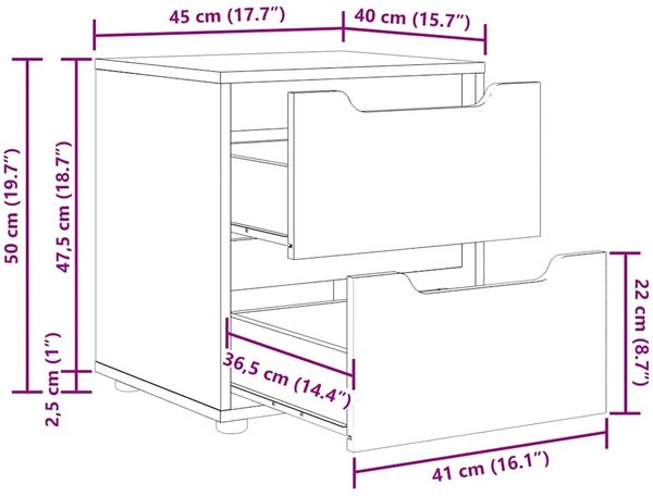 vidaXL Nachttisch VISNES Weiß 45x40x50 cm Holzwerkstoff 4108280 Bild 11