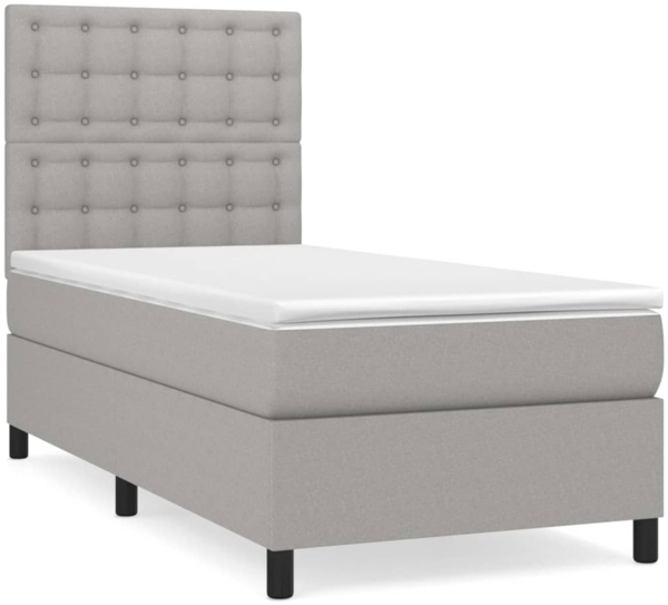 vidaXL Boxspringbett mit Matratze Hellgrau 80x200 cm Stoff 3142049