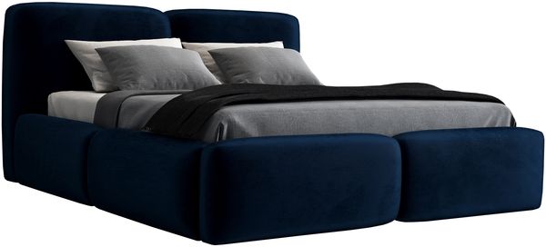 Polsterbett OLKE 90x200 ohne Matratze mit Bettkasten und Lattenrost. Farbe: Blau 11 Bild 4
