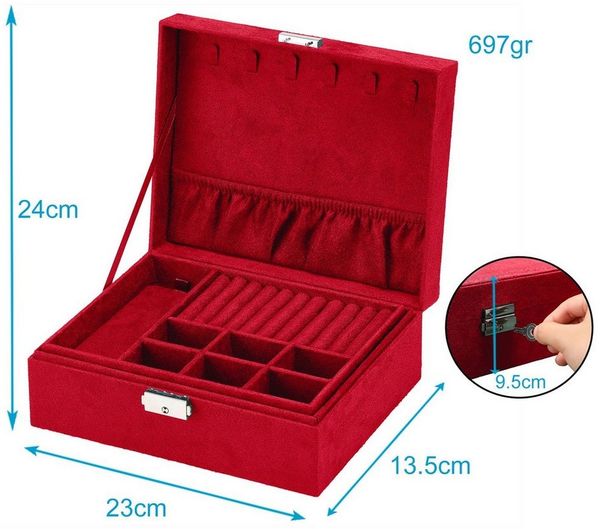 Intirilife Schmuckkasten (hochwertige Juwelenbox Schmuckschatulle Accessoirekästchen in Rot, 1 St), Zum Aufbewahren von Ringen Ketten Uhren Ohrringen und Armbändern