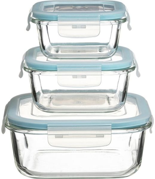 5five Glas-Frischhaltedosen 3 Stk. mit Clips-Deckeln