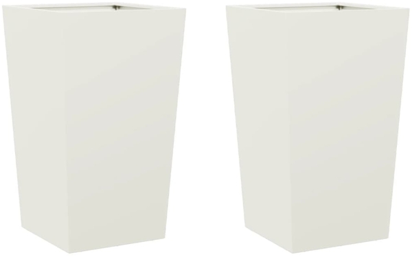 vidaXL Pflanzkübel 2 Stk. Weiß 45x45x75 cm Stahl 851097