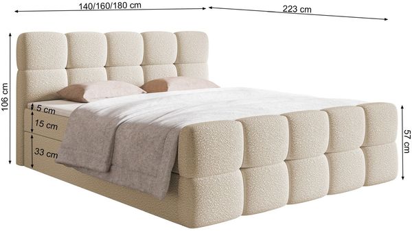 Selsey 'Cloudy' Boxbett mit Bettkästen, Matratze, Topper, Bouclé-Bezug, olivgrün, 160x200 cm Bild 5
