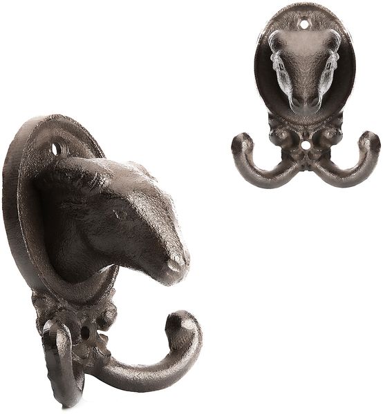 BigDean Garderobenhaken Schaf aus robusten Gusseisen anthrazit (BxH) 8,5x10cm - Haken als Deko und Garderobe geeignet- Tierkopf Kleiderhaken massiv – Wandhaken vintage für Innen & Außen