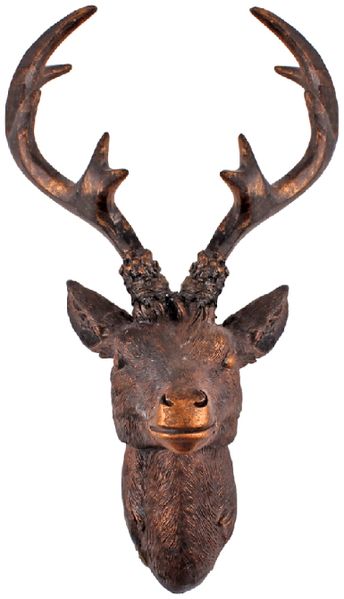 Hirschgeweih Hirschkopf Wanddeko Dekoration Wandschmuck Figur Geweih Bronze 30x40cm