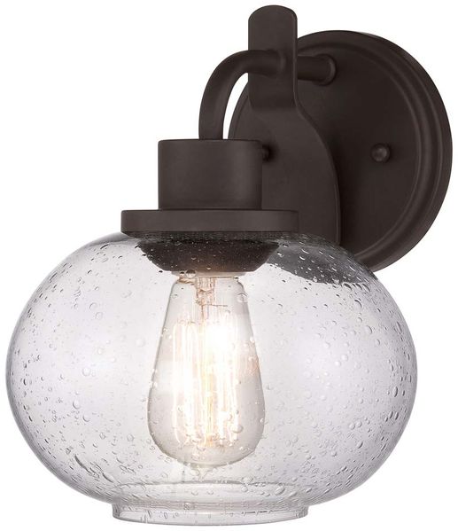 Wandleuchte, Metall Glas, Bronze, B 19,9 cm
