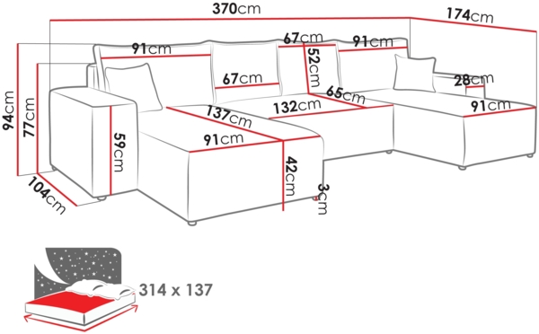 Wohnlandschaft Magerio U Cord (Farbe: Poso 110) Bild 5