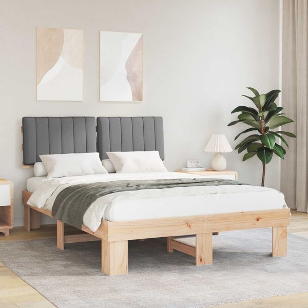 vidaXL Bettgestell mit gepolstertem Kopfteil Hellgrau 135 x 190 cm 877499