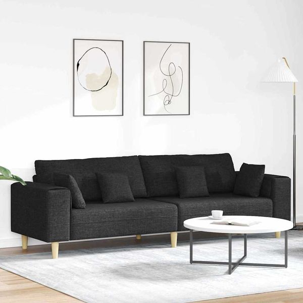 vidaXL Stoffsofa mit Kissen, 208 cm, Stoff, Schwarz