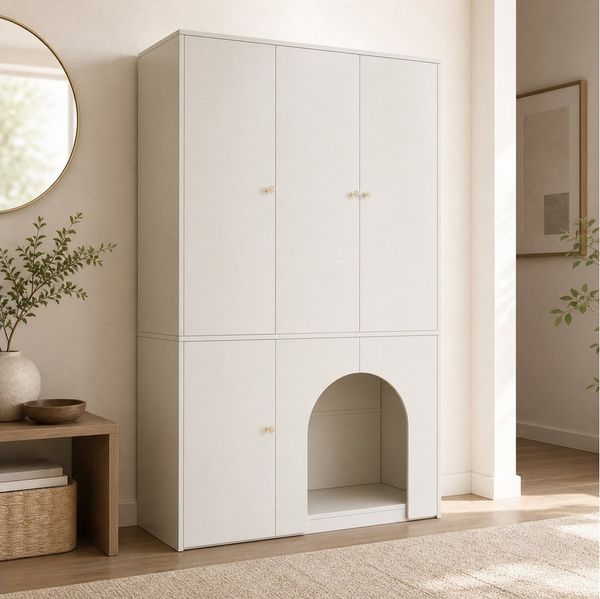 REDOM Kleiderschrank Moderner Hochschrank in Weiß mit offenem Fach & Stange (Packung, 1-St, Weiß, 120×50×200 cm, für Kinderzimme) minimalistisches Design, viel Stauraum, stabil