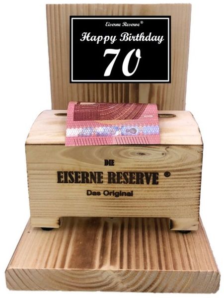 Eiserne Reserve® Geschenkbox Happy Birthday 70 - Eiserne Reserve Geldbox - Geburtstag Geldgeschenk