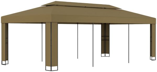 Gartenpavillon, Pavillon mit Doppeldach 3x6 m Taupe 180 g/m²