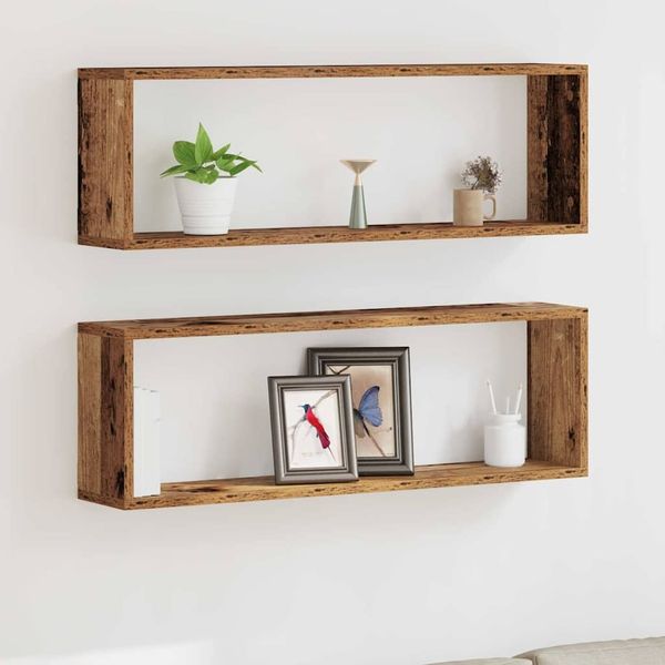 vidaXL Wandregale 2 pcs Altholz 80 x 15 x 26 cm Holzwerkstoff 862639