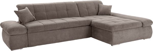 DOMO collection Ecksofa Moric Luxus - B/T/H 300/172/80 cm, XXL-Format, L-Form, 140kg Belastung/Sitz, Chenilleoptik, taupe