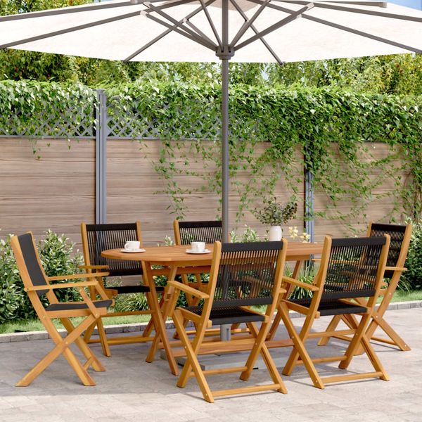 vidaXL Gartenstühle 6 Stk. Klappbar Schwarz Massivholz Akazie 3214566