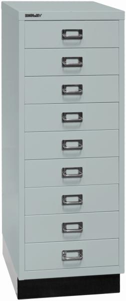 Bisley MultiDrawer™, 39er Serie mit Sockel, DIN A3, 9 Schubladen, Farbe lichtgrau