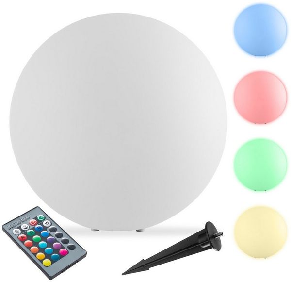 tectake LED Gartenleuchte Kugelleuchte Luminous Globe, LED, mit Fernbedienung, LED, Bunt, Stylische LED-Kugel mit 3 Standfüßen und indirekter Beleuchtung