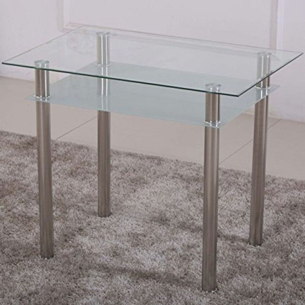 Esstisch Glas mit 6mm Sicherheitsglas & Facettenschliff - Glastisch perfekt geeignet als Esszimmertisch/Küchentisch (90 x 60 x 75 cm, satiniert)