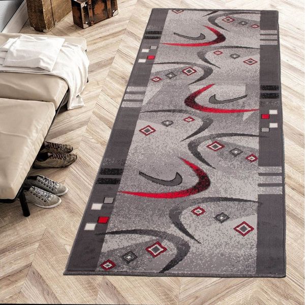 Mazovia Läufer Läufer Flurläufer Modern für Vorzimmer 80 cm Breit Grau, 80 x 100 cm, Kurzflor, Meterware, Höhe 8 mm
