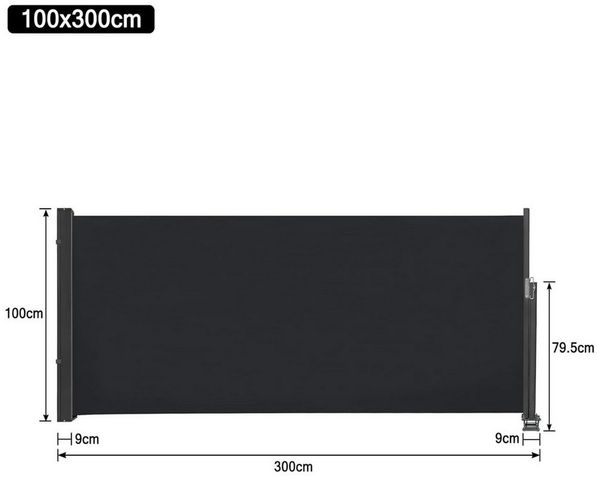 FIVMEN Markise Seitenmarkise, Ausziehbar Sichtschutz Markise, Anthrazit,100/120/140cm Seitliche Vordächer für Terrasse Balkon Garten