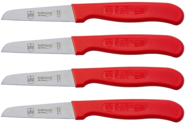 RÖR Küchenmesser gerade rot 4-teilig scharf hochwertiger Stahl Made in Solingen