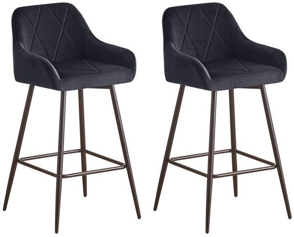JYMTOM Barhocker Barstuhl mit Armlehne Gepolsterter Tresenhocker Bistrohocker (2 St), Outdoor Diamant Design Hocker, Schwarz