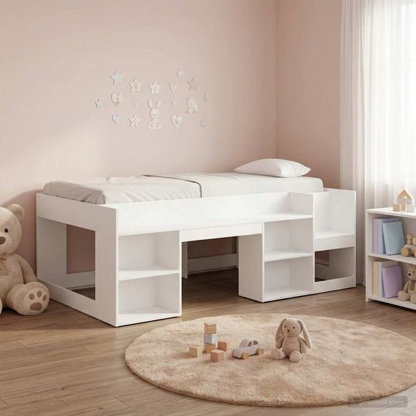 vidaXL Kinderbettgestell mit Stauraum Weiß 98,5 x 200 cm Holzwerkstoff 3422611