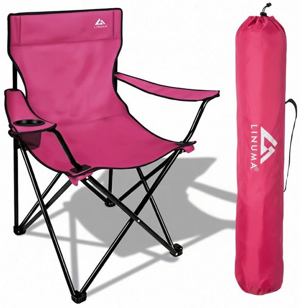 LINUMA Campingstuhl faltbar mit extra großem Getränkehalter, stabiler Klappstuhl schwarz (1 St), Faltbarer Campingstuhl mit XL-Getränkehalter für Festival & Outdoor